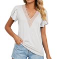 thumbnail image 3 of Pompotops Women's V- Neck Recreational Short Sleeve Tops, 3 of 9