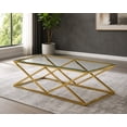 thumbnail image 3 of K-Living Castor Coffee Table with Clear Tempered Glass Top & Gold Polished Stainless Steel Base, 3 of 6