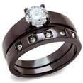 thumbnail image 1 of Alamode TK2547-6 Femmes IP Brun Foncé Bague en Acier Inoxydable avec AAA Grade CZ en Clair - Taille 6, 1 of 1