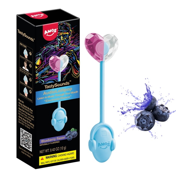 Tastysounds Sugar Free Candy Amos Music Lollipops Blueberry Flavor 0.42oz
