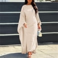 thumbnail image 2 of Wijhcboe 2025 Robe de Soirée en Satin Mode Été Jupes Robe Abaya Femmes Musulmanes Robe Hijab pour Femmes Style Élégant Uni Col Rond Hijab Longue Robe Manches Chauve-Souris Ample Robe Maxi Vêtements pour Femmes, 2 of 5