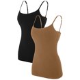 thumbnail image 1 of Charmo Camisole Basique pour Femme à Bretelles Spaghetti Ajustables avec Soutien-Gorge Intégré, Débardeur, Lot de 2, 1 of 5