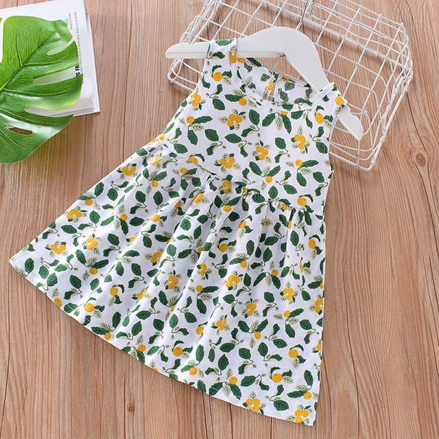 TIMIFIS Robes pour Petites Filles Été Robe Sans Manches pour Tout-Petites Décontractée à Imprimé Graphique Débardeur Basique Robe en Coton 1-7 Ans - Printemps/été