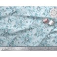 thumbnail image 3 of Soimoi Blue polyester Crepe Fabric Leaves & Floral Print Sewing Fabric BTY 42 Inch Wide, 3 of 3