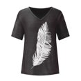 thumbnail image 3 of Pompotops Mode Femmes Été V-Cou Manches Courtes Imprimé Casual T-shirt Blouse, 3 of 7