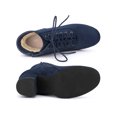 thumbnail image 3 of Allegra K Bottines à Lacets pour Femmes, Bout Rond, Talon Haut Bloc, Bleu Marine, Taille 6, 3 of 5