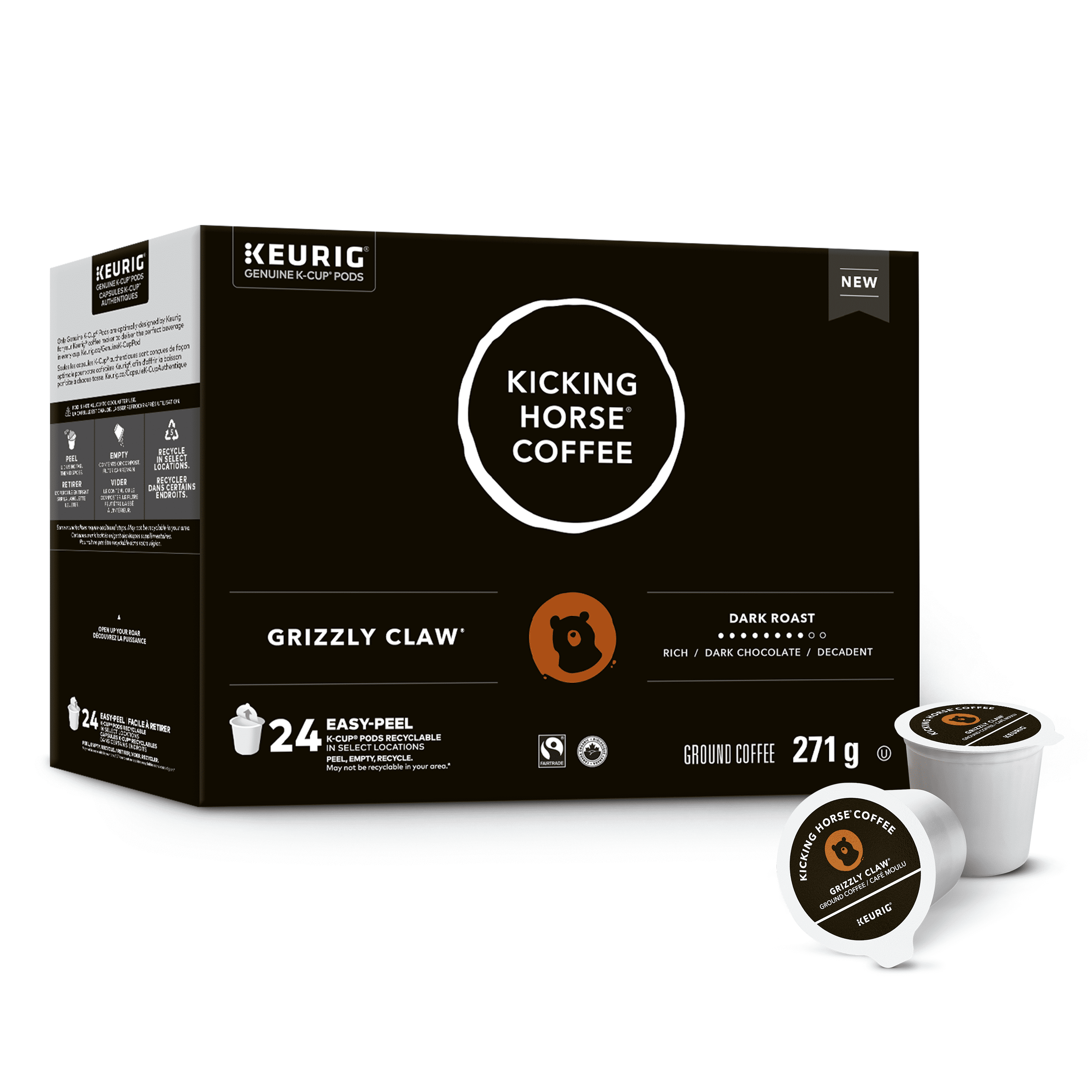 Capsules de café Kicking Horse Grizzly Claw, torréfaction foncée, format K-Cup