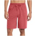 thumbnail image 1 of yoeyez Mens Athletic Shorts 7 Inch Inseam,Men's Solid Color Elastic Waist Button Shorts Casual Beach Shorts Summer Shorts Breathable Daily Basic Pants With Pockets Wine,2XL, 1 of 6