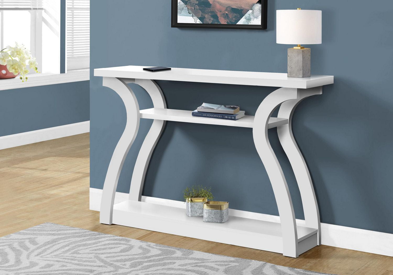 Monarch Specialties Table D'appoint, Console, Entrée, Étroit, Sofa, Salon, Chambre À Coucher, Stratifié, Blanc, Contemporain, Moderne