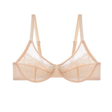 Bmisegm Lunera Women's Lace Bra Wireless Soft Mesh Comfort Full Coverage Push-Up Design Seamless Support for Everyday Wear Beige 36D