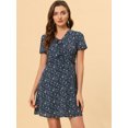 thumbnail image 4 of INSPIRE CHIC Women's Tie V Neck Short Sleeve Ruffle Floral A-Line Dress, 4 of 6