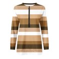 thumbnail image 4 of Chandails à Capuchon Mode pour Femmes 2023 Hauts Automne Manches Longues Ample Chandail à Enfiler Chemise Chic Décontracté Dames Rayé Col Rond Chandails 50 % de Rabais Liquidation Costumes d'Halloween/Noël, 4 of 5