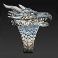 thumbnail image 2 of EGNMCR Rings Domineering Men's Personality Silver Dragon Head Ring Ring ring, 2 of 2