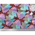 thumbnail image 3 of Soimoi Tissu Satin Modal Rouge Tissu à Imprimé Géométrique Triangulaire au Mètre 42 Pouces de Large, 3 of 3