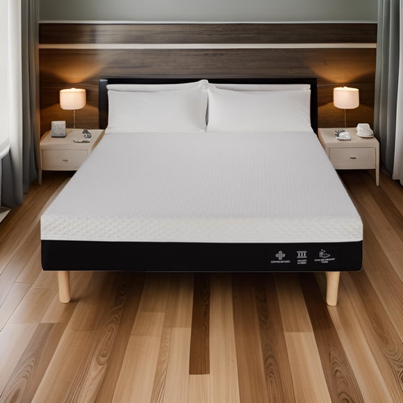 Comfy Bamboo World Mastrangelo Matelas Hybride Rafraîchissant de 11 Pouces, Fermeté Moyenne, Matelas Format Double