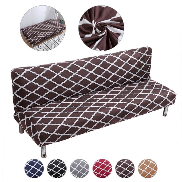 CHOK 2024 Folding Sofa Bed Cover Solid Color Futon Armless Slipcover Polyester Elastic Fabric All-Inclusive Cover