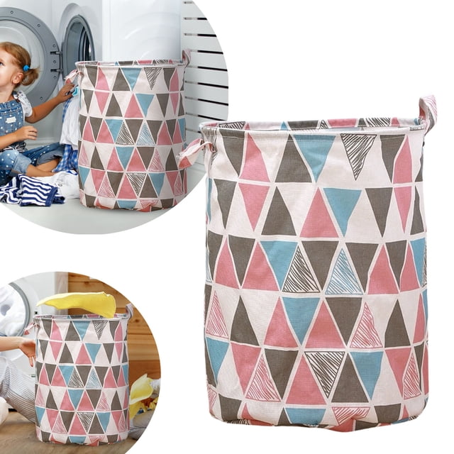 Patterned Linen Laundry Hamper With Open Top for Bedroom or Bathroom - Durable -Linen Fabric Breathable Large Capacity Stylish Laundry Without Lid