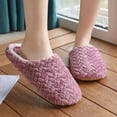 thumbnail image 2 of Mens and Womens Furry Slippers Flannel Lining Close Toe Solid Color Simplicity Thick Bottom Memory Foam Comfortable Non-Slip Warm Winter Home Slippers Purple, 2 of 9