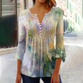 thumbnail image 1 of Blouses pour Femmes, T-shirt Imprimé Mode Manches 3/4 Blouse Col en V Hauts Décontractés, 1 of 5