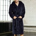 thumbnail image 2 of Faithtur Men Shawl Bathrobe Robe Coat Long Gown Padded Plus Velvet Nightwear, 2 of 5