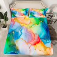 thumbnail image 2 of Watercolour Maple Sheet Set Golden Glitter Bed Sheets Set Colorful Artwork Stone Pattern Sheets King Size Modern Soft Microfiber Bedding Set With 2 Pillow Cases, 2 of 7