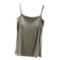 thumbnail image 2 of Tank Tops Women, Womens Solid Color Slit with Chest Pad Thin Style for Inner and Outer Wear Sleeveless Back Top Round Neck Camisole, 2 of 5