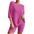 thumbnail image 2 of Womens Summer Tops Loose Fit Womens Summer Casual Comfortable Loose Version Crewneck Suit Two-Piece Set, 2 of 9