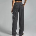 thumbnail image 5 of Timegard Womens Pants Plus Size Cotton Linen Straight Leg Elastic Waisted Drawstring Lounge Trousers, 5 of 5