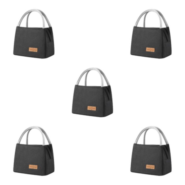 ZheElen Pack Lunch With Confidence Insulated Bento Bag Designed For Large Capacity Large+Black 5Set