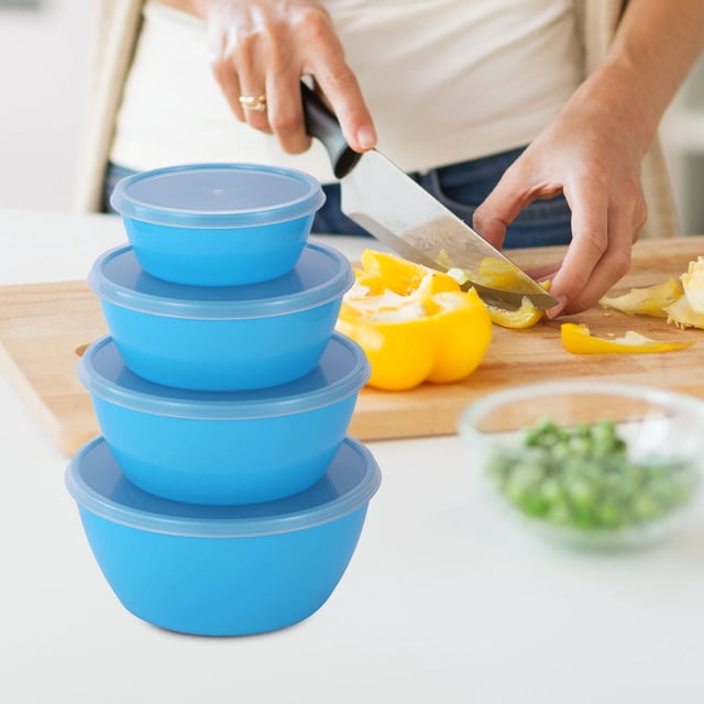TopLLC Bowl With Lid For Freshness And Cutlery Stackable 4-piece Set In The Fridge A bowl