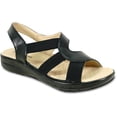 thumbnail image 1 of kozi Sandale Compensée Décontractée Confortable pour Femme, Mocassin à Enfiler OY3132 avec Bande Élastique et Bout Rond Ouvert, Noir, Taille 9, 1 of 8