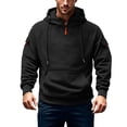 thumbnail image 1 of Lyrcatrment Mens Fleece Heavyweight Hoodies 1/4 Zip Drawstring Outdoor Sweatshirts with Multi Pockets, 1 of 7