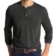 thumbnail image 2 of LOVZFMLL Men's Shirts, Solid Casual Button-Front Henley Shirt with Pocket, Essential Versatile, Crew Neck Relaxed Fit Fall Clothes, 2 of 5