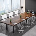 thumbnail image 3 of Tribesigns 13FT Large Conference Table, Modern 6.5FT x 2.3FT Meeting Room Table with Metal Frame, Seats 12-16 People, Rustic Brown, 3 of 5