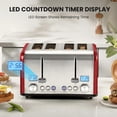 thumbnail image 4 of Roter Mond Countdown Stainless Steel 4 Slice Toaster with Bagel, Defrost, Cancel Function, Dual Toaster, Extra Wide Slots, 6 Shade Settings, Removable Crumb Trays, 1650W, Red, 4 of 9