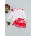 thumbnail image 4 of FOCUSNORM Tenue de Noël pour Petites Filles, Haut à Manches Volantes, Jupe à Rayures, 4 of 8
