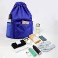 thumbnail image 4 of HHBEAUTY Blue Drawstring Gym Bag for Men, Waterproof Drawstring Backpack for Women, Swim Bag with Shoes Compartment, Pull String Sport Bag for Soccer and Basketball, 4 of 7