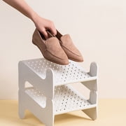 Wzzjkit Shoe Rack for Closet, Multilayer Stackable Foldable Shoe Rack Shoe Storage Rack Shoe Rack Layered Shoe Rack Non Perforated Storage Rack Breathable Plastic Material, Shoe Rack