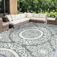 thumbnail image 1 of Outdoor Rug x Outdoor Carpet Reversible Patio Rug for Camping Large Outdoor Plastic Straw Area Rug Portable Geometric Mats for RV Backyard Deck Porch Beach Picnic Teal, 1 of 7