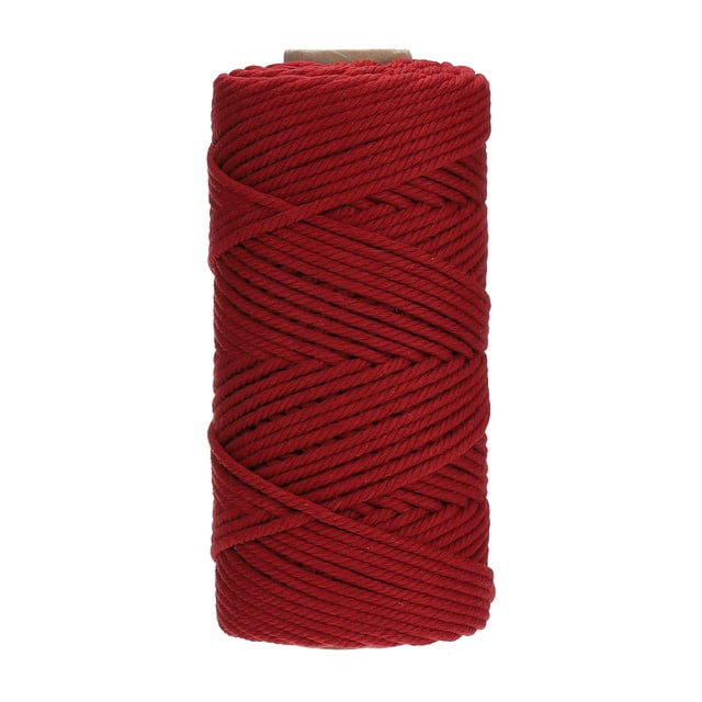 4mm x 109 Yard Macrame Cord Soft Cotton Colored Macrame Crafts Yarn, Burgundy