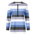 thumbnail image 4 of Liquidation à 50 % Chandail Surdimensionné pour Femmes 2023 Hauts Automne Manches Longues Chandail Ample Chemise Chic Décontractée Dames Chandails à Rayures à Col Rond, 4 of 5