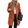 thumbnail image 3 of WRKEKC Women's Wool Blend Coat Notched Lapel Button Front Functional Pockets Fall Winter Office Wear Plus Size Available Yellow M, 3 of 7