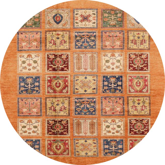 Ahgly Company Tapis d'Intérieur Ronds Abstraits Orange Tapis de Zone Abstraits, 8 Pieds Rond