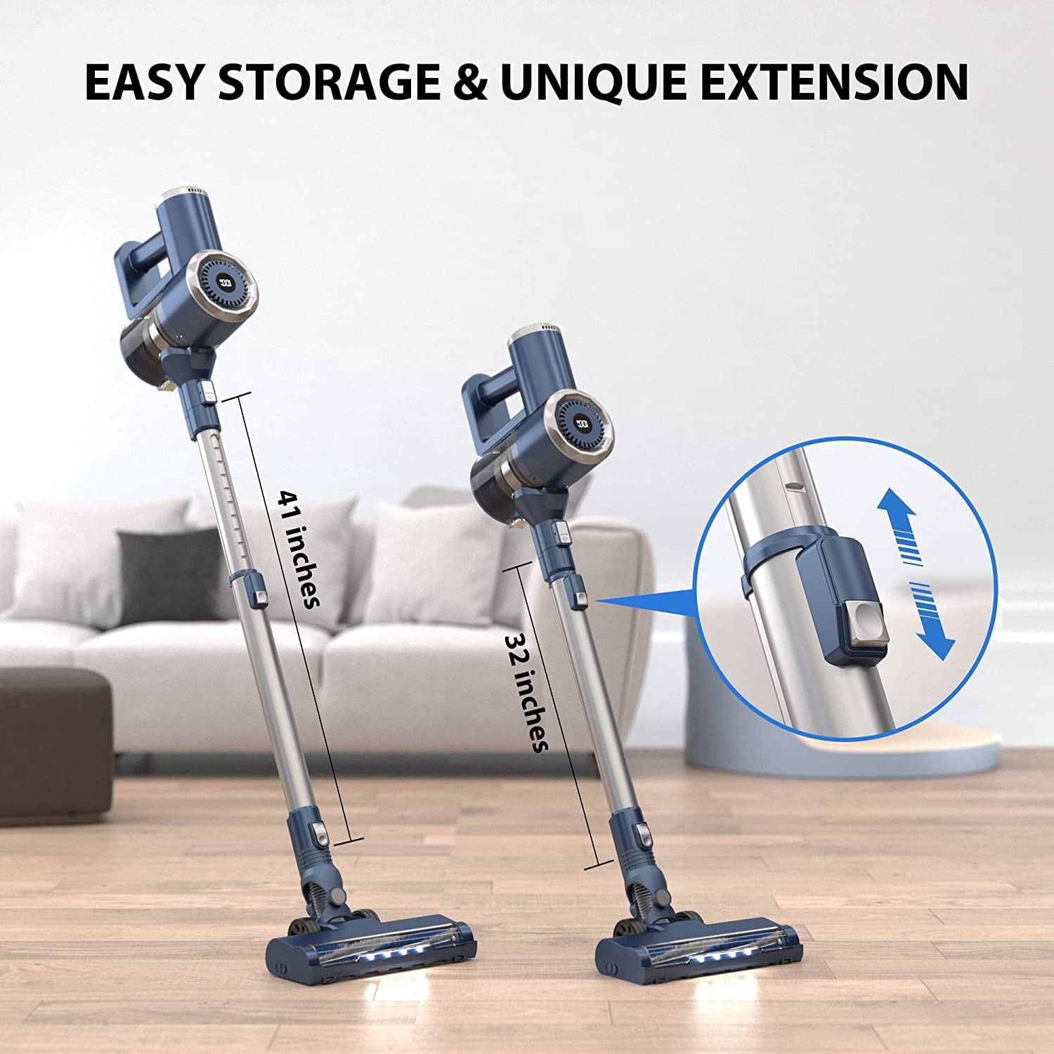 Refurbished PrettyCare W200-Gray Cordless Stick Vacuum Cleaner Lightweight with Powerful Suction