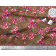 thumbnail image 3 of Soimoi Brown Rayon Crepe Fabric Check & Floral Print Fabric by Yard 46 Inch Wide, 3 of 5