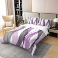 thumbnail image 3 of Erosebridal Chic Géométrique Housse de Couette 100 % Coton Taille Simple, Rayures Violettes Housse de Couette 100 % Coton Simple, Décor Abstrait, Réversible 2 Pcs (Sans Couette), 3 of 8
