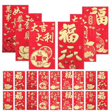Shisuyan 30Pcs Red Envelopes The Year of Dragon Luck Money Envelopes Chinese New Year Red Envelope Mixed Style