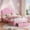 Pink, variant on Eastvita Twin Pink Velvet Upholstered Platform Bed with LED Lights/Crystal Button Headboard/Storage Drawer/Noise-Free/No Box Spring Needed - Stylish Princess Bed for Girls