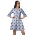 thumbnail image 1 of Moomaya Robe Courte à Cordon Imprimée pour Femmes, Col en V, Manches à Volants, Robe d'Été, 1 of 4