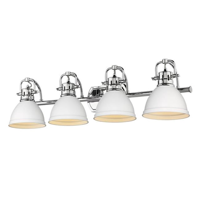 Golden Lighting 3602-BA4 CH-WHT Duncan 4 Light Bath Vanity, Chrome
